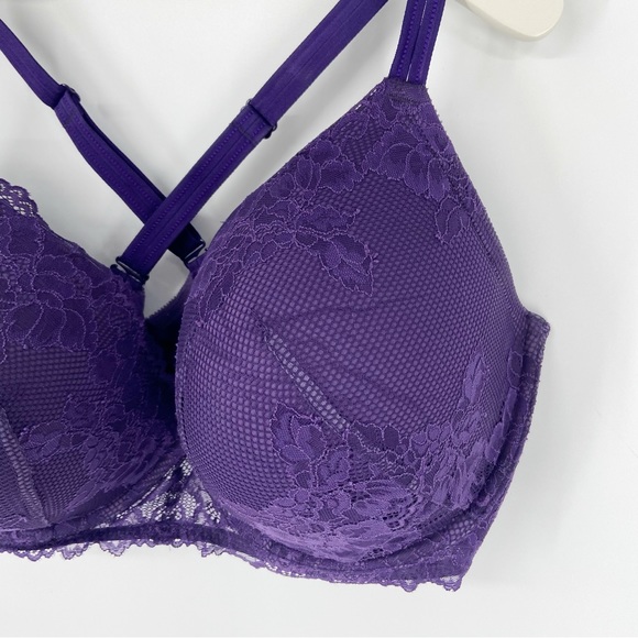 Torrid XO Plunge Push Up Purple Lace and Mesh Overlay Bra Size 46DDD *READ* - Picture 4 of 14